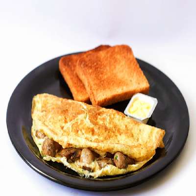 Loaded Mushroom Cheesy Omelette - With Toast & Butter