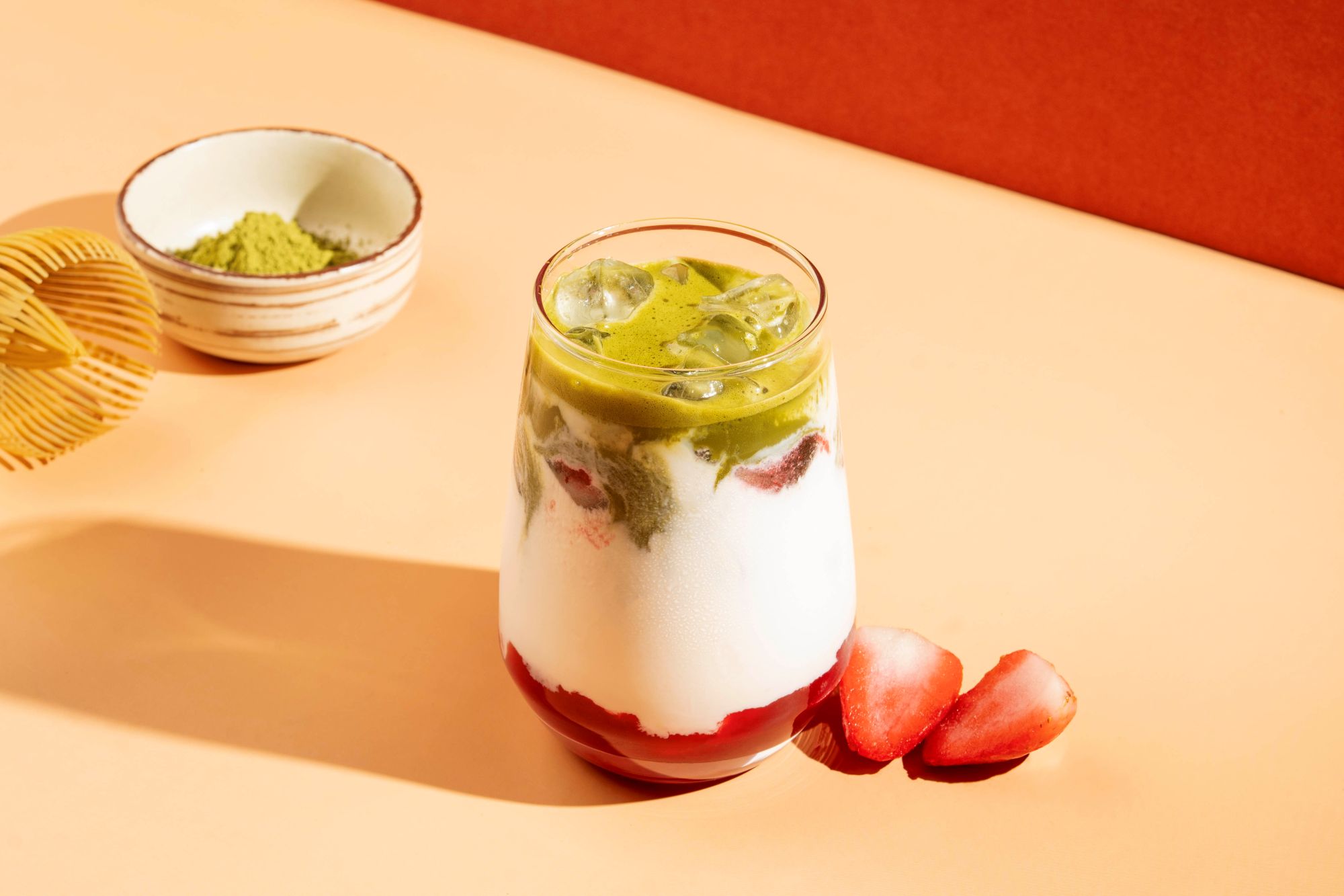 Strawberry Iced Matcha Latte