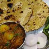 Bejad Roti With Aloo Pyaj Paneer Subzi + Mirchi Ke Tippore
