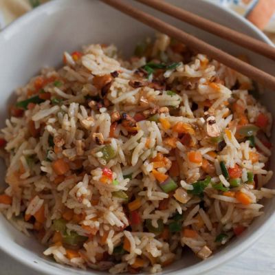 Veg chill garlic fried rice Half