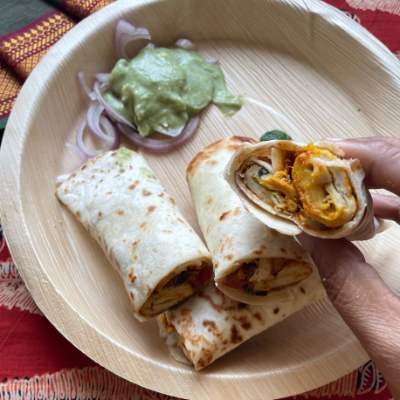 Soya Chaap Mughlai Roll with egg